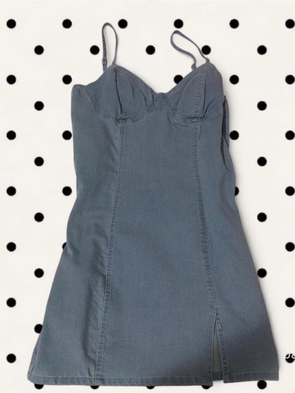 Windsor Light Blue Denim-Look Slip Dress